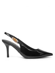 Guess Sandały FLPNAS PAF05 Czarny. Czarne sandały Guess, z aplikacjami, ze skóry, bez obcasa, na szpilce, bez zapięcia. Za 735.00 zł.