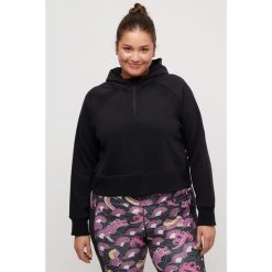 Damskie Bluza krótki fason długi rękaw kaptur. Czarne bluzy z kapturem Ulla Popken, plus size, bez wzorów, z bawełny, bez kaptura. W wyprzedaży za 191.99 zł.