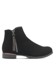 JENNY Botki W16AW462-6 Czarny. Czarne botki Jenny, bez wzorów, bez obcasa, na płaskiej podeszwie, bez zapięcia. Za 97.99 zł.