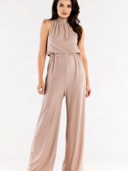 Kombinezon Model A555 Beige - awama. Brązowe kombinezony Awama, l, bez wzorów, z elastanu, bez kołnierzyka, bez ramiączek. Za 398.95 zł.
