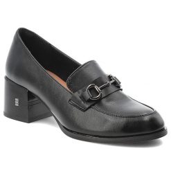 Półbuty damskie Vinceza, cholewka ze skóry naturalnej licowej wsuwany fason z ozdobnym paskiem i metalową klamrą, czarne, 18116. Czarne półbuty wsuwane VINCEZA, z aplikacjami, ze skóry, biznesowe, bez obcasa, na obcasie. Za 179.00 zł.