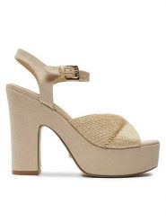 Guess Sandały Starla FLTSTA ELE03 Beżowy. Brązowe sandały Guess, z aplikacjami, z tworzywa sztucznego, bez obcasa, na słupku, bez zapięcia. Za 377.00 zł.