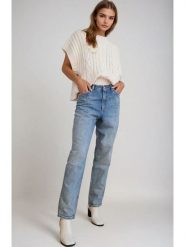 Monki Dżinsy - Regular fit - w kolorze błękitnym rozmiar: W24. Niebieskie jeansy Monki, z aplikacjami, z bawełny, klasyczne, z podwyższonym stanem. Za 60.99 zł.