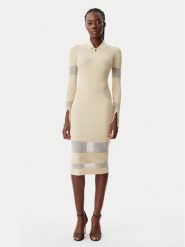 Patrizia Pepe Sukienka dzianinowa 8A1420/K078-B814 Beżowy Slim Fit. Brązowe sukienki Patrizia Pepe, bez wzorów, z dzianiny, bez kołnierzyka, bez ramiączek. Za 969.99 zł.