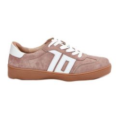 Sneakersy Buty Sportowe Zamszowe Vinceza 79517 Beżowe beżowy. Brązowe buty treningowe bez wzorów, z materiału, bez zapięcia. Za 253.86 zł.