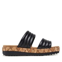 Klapki Caprice. Czarne klapki Caprice, bez wzorów, bez obcasa, bez zapięcia. Za 219.99 zł.