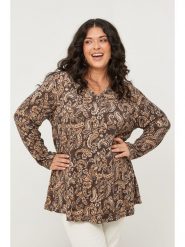 Curvy Lady Bluzka w kolorze brązowym rozmiar: 44/46. Brązowe bluzki Curvy Lady, bez wzorów, z bawełny, klasyczne, bez kołnierzyka, bez ramiączek. Za 143.99 zł.