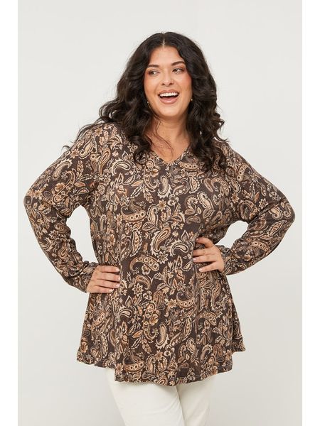 Curvy Lady Bluzka w kolorze brązowym rozmiar: 48/50. Brązowe bluzki Curvy Lady, bez wzorów, z bawełny, klasyczne, bez kołnierzyka, bez ramiączek. Za 174.43 zł.