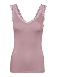 Vero Moda Top w kolorze jasnoróżowym rozmiar: L. Różowe topy Vero Moda, l, bez wzorów, z koronki, bez kołnierzyka, bez ramiączek. Za 43.99 zł.