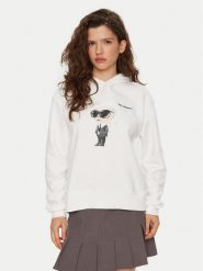 KARL LAGERFELD Bluza A1W20083 Biały Regular Fit. Białe bluzy KARL LAGERFELD, xxl, bez wzorów, z bawełny, bez kaptura. Za 599.99 zł.