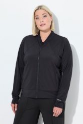 Damskie Bluza dresowa funkcyjna stójka otwór na kciuk z recyklingu. Czarne bluzy z kapturem Ulla Popken, plus size, bez wzorów, z dresówki, bez kaptura. Za 233.99 zł.