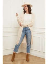 Curvy Lady Kardigan w kolorze kremowym rozmiar: 44/46. Brązowe swetry Curvy Lady, bez wzorów, klasyczne, bez ramiączek. Za 199.45 zł.