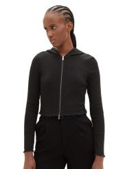 Tom Tailor Bluza w kolorze czarnym rozmiar: M. Czarne bluzy Tom Tailor, m, bez wzorów, prążkowane, bez ramiączek, bez kaptura. Za 48.39 zł.