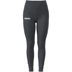 Ciepłe legginsy damskie Swix Focus. Czarne legginsy Swix, bez wzorów, z materiału. Za 500.25 zł.