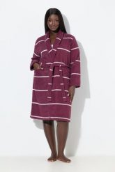 Damskie Szlafrok paski szalowy kołnierz długi rękaw frotte. Zielone szlafroki damskie Ulla Popken, plus size, bez wzorów, z bawełny, bez ramiączek, długie. Za 349.99 zł.