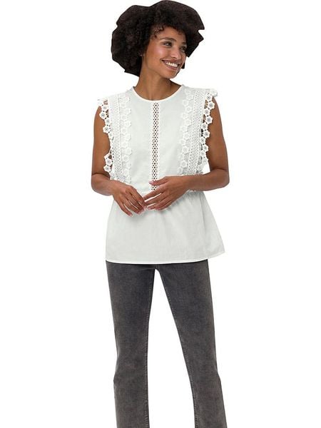 Heine Top w kolorze kremowym rozmiar: 46. Brązowe topy Heine, bez wzorów, z koronki, bez kołnierzyka, bez ramiączek. Za 78.66 zł.