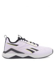 Reebok Buty na siłownię Nanoflex Adventure T HR0417 Fioletowy. Fioletowe buty treningowe Reebok, bez wzorów, z materiału, bez zapięcia, na fitness i siłownię. Za 179.99 zł.