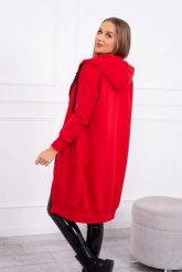 Bluza ocieplana długa z kapturem czerwona. Czerwone bluzy KESI, l, bez wzorów, z bawełny, z kapturem. Za 313.67 zł.