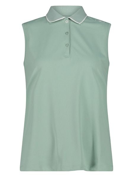 CMP Funkcyjny top polo w kolorze zielonym rozmiar: 36. Zielone topy CMP, bez wzorów, z materiału, bez kołnierzyka, bez ramiączek. Za 57.20 zł.