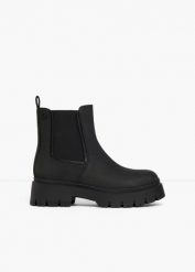 Sztyblety marki Esprit. Czarne botki bonprix, bez wzorów, bez obcasa, bez zapięcia. Za 349.99 zł.
