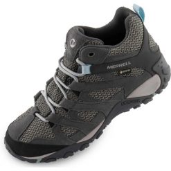 Buty Outdoor Merrell Alverstone Mid Gtx Storm Damskie Szare. Niebieskie buty trekkingowe Merrell, bez wzorów, bez zapięcia, outdoorowe. Za 751.99 zł.