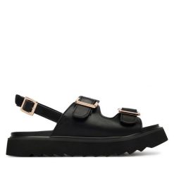 Sandały REPLAY. Czarne sandały Replay, bez wzorów, bez obcasa, na płaskiej podeszwie, bez zapięcia. Za 309.99 zł.