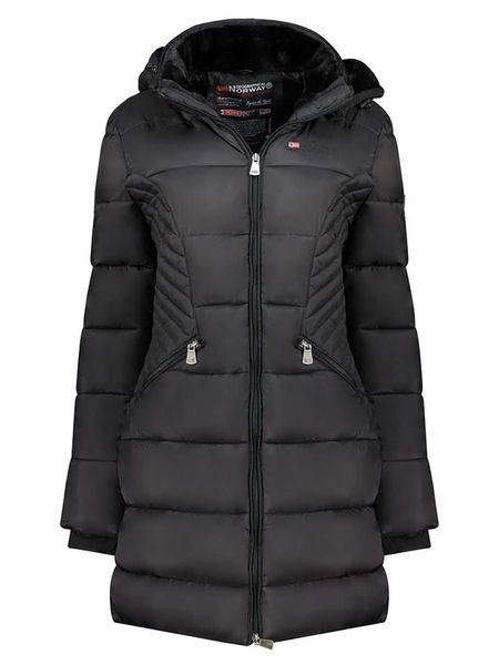 Geographical Norway Płaszcz zimowy "Bee" w kolorze czarnym rozmiar: L. Czarne płaszcze Geographical Norway, na zimę, l, bez wzorów, z puchu, bez kaptura. Za 266.66 zł.