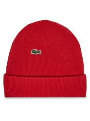 Lacoste Czapka RB0003 Czerwony. Czerwone czapki zimowe Lacoste, bez wzorów, z materiału. Za 259.99 zł.