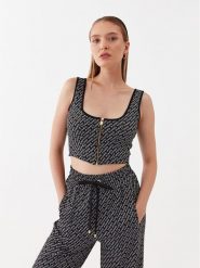 Pinko Top 101660 A131 Czarny Slim Fit. Czarne topy Pinko, xs, bez wzorów, z syntetyku, bez kołnierzyka, bez ramiączek. Za 799.99 zł.
