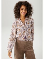 Aniston Bluzka w kolorze kremowo-karmelowym rozmiar: 48. Brązowe bluzki Aniston, bez wzorów, bez kołnierzyka, bez ramiączek. Za 86.95 zł.