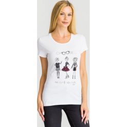 T-SHIRT LIU JO. Białe t-shirty Liu Jo, l, z aplikacjami, z bawełny, bez kołnierzyka, bez ramiączek. Za 369.00 zł.