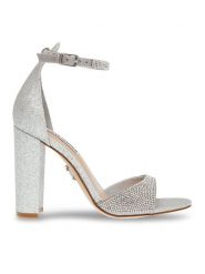 Steve Madden Sandały Capsule-R Sandal SM11002942-04004-968 Srebrny. Szare sandały Steve Madden, bez wzorów, z materiału, bez obcasa, na słupku, bez zapięcia. Za 399.99 zł.