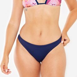 Dół kostiumu kąpielowego surfingowego damski Olaian Lulu teksturowany. Zielone bikini OLAIAN, bez wzorów, z elastanu, sportowe. Za 39.99 zł.