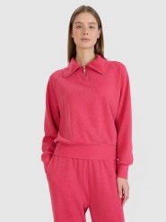 4F Bluza dresowa oversize nierozpinana bez kaptura damska - różowa XS. Czerwone bluzy bez kaptura 4f, xs, bez wzorów, z bawełny, bez kaptura. W wyprzedaży za 99.99 zł.