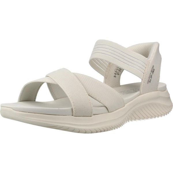Sandały SKECHERS 119975S Biały. Białe sandały Skechers, bez wzorów, z tkaniny, bez obcasa, bez zapięcia. Za 296.99 zł.