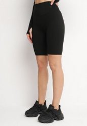 Czarne Szorty Typu Kolarki z Wysokim Stanem Asallie. Czarne szorty Born2be, z aplikacjami, sportowe. Za 39.99 zł.