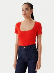 Morgan T-Shirt 232-DLUBI Pomarańczowy Slim Fit. Brązowe t-shirty Morgan, s, bez wzorów, z bawełny, bez kołnierzyka, bez ramiączek. Za 189.99 zł.