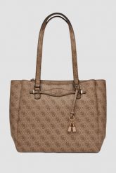 GUESS Brązowa shopperka damska Katya Multi. Brązowe torebki klasyczne Guess, z aplikacjami, ze skóry ekologicznej, bez dodatków. W wyprzedaży za 559.99 zł.