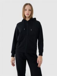 4F Bluza dresowa rozpinana z kapturem damska - czarna XXL. Czarne bluzy 4f, xs, bez wzorów, z bawełny, z kapturem. W wyprzedaży za 149.99 zł.