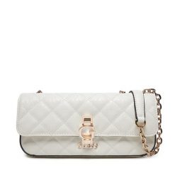 Torebka Guess. Białe kopertówki Guess, z aplikacjami, bez dodatków. Za 359.99 zł.
