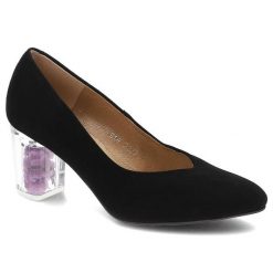 Czarne Czółenka Espirito Eleganckie Skórzane Buty. Czarne czółenka Espirito, bez wzorów, z zamszu, eleganckie, bez obcasa, na obcasie, bez zapięcia. Za 309.00 zł.