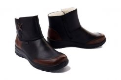 RIEKER TEX L7167-00 black, botki damskie. Czarne botki Rieker, bez wzorów, z wełny, bez obcasa, bez zapięcia. Za 277.43 zł.