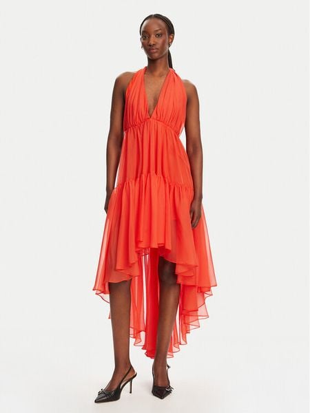 Bardot Sukienka koktajlowa Leona 59861DB Koralowy Regular Fit. Pomarańczowe sukienki Bardot, bez wzorów, z syntetyku, wizytowe, bez kołnierzyka, bez ramiączek. Za 379.99 zł.