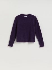 Sweter z dodatkiem wełny i moheru - mahoniowy. Brązowe swetry Reserved, l, bez wzorów, z dzianiny, bez ramiączek. Za 239.99 zł.
