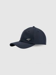4F Czapka z daszkiem strapback uniseks - granatowa S/M (58cm). Niebieskie czapki z daszkiem 4f, bez wzorów, klasyczne. Za 69.99 zł.