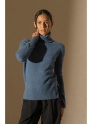 Perfect Cashmere Kaszmirowy golf "Tracy" w kolorze niebieskim rozmiar: M. Niebieskie swetry Perfect Cashmere, m, bez wzorów, z kaszmiru, bez ramiączek. Za 413.99 zł.