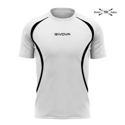Unisex givova biegnąca koszula biała/czarna L - Oddychający i lekki. Białe koszule Givova, l, bez wzorów, bez kołnierzyka, bez ramiączek. Za 198.99 zł.