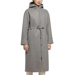 Kurtka GEOX W DORALEA LONG COAT Szary. Szare kurtki Geox, bez wzorów, z tkaniny, bez kaptura. Za 813.99 zł.