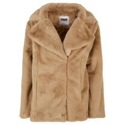 Płaszcz damski Urban Classics Lapel Teddy. Brązowe płaszcze Urban Classics, na zimę, s, bez wzorów, glamour, bez kaptura. Za 382.40 zł.