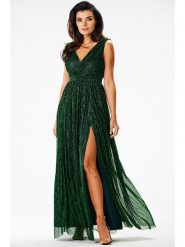 Awama Sukienka w kolorze zielonym rozmiar: L. Zielone sukienki Awama, l, bez wzorów, bez kołnierzyka, bez ramiączek, maxi. Za 215.21 zł.